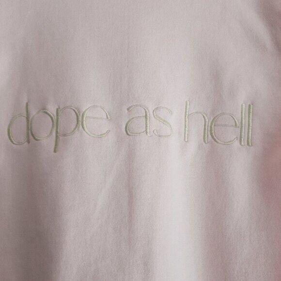 LOVE IS DOPE AS HELL Crewneck Sweatshirt Pink Men's Sz S Flawed - Picture 6 of 9
